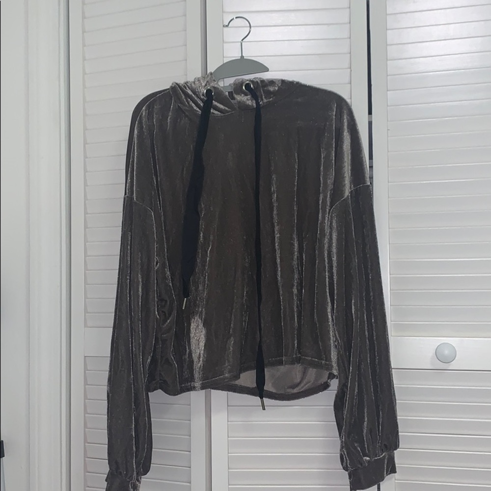 Zara Semi Cropped Velour Sweatshirt